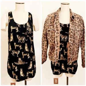 Forever 21 Cheetah Leopard Novelty Print Sleeveless Racerback Tunic Size Medium